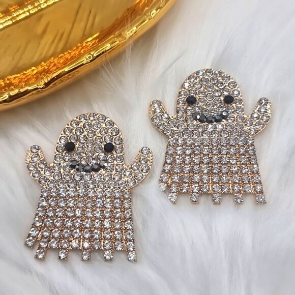 New rhinestone ghost halloween earrings - Picture 7 of 9